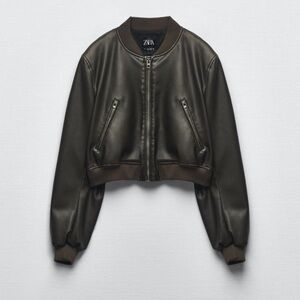 Zara Faux Leather Bomber Jacket